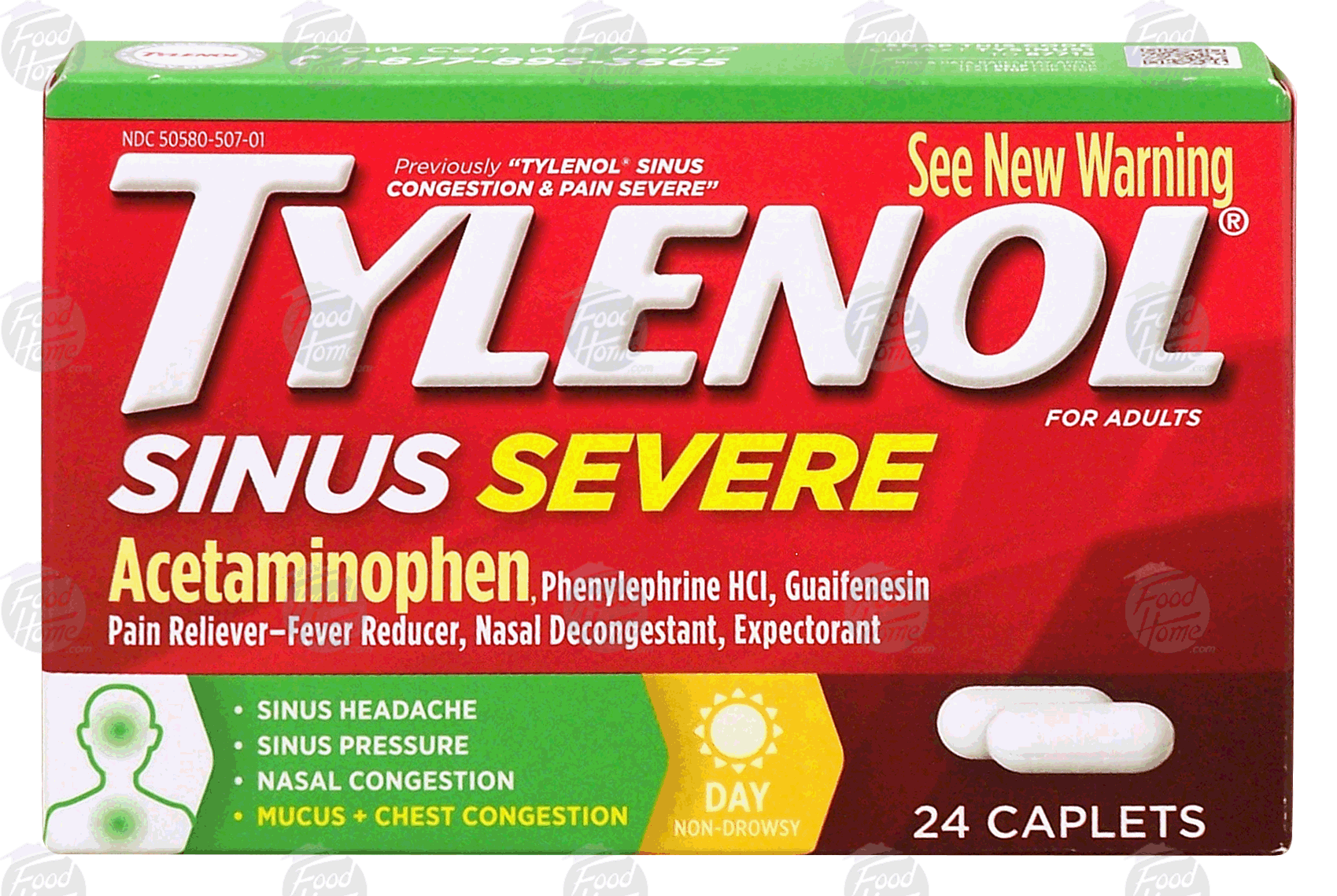 Tylenol Sinus Severe acetaminophen, pain reliever - fever reducer, 24 caplets Full-Size Picture